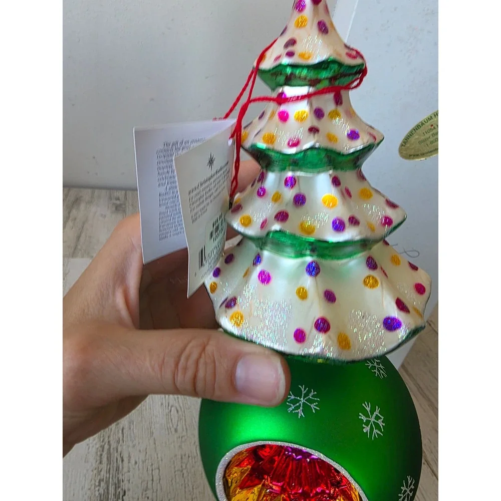 Vintage radko winter tree finial tree topper green and dent 2003 103720 rare